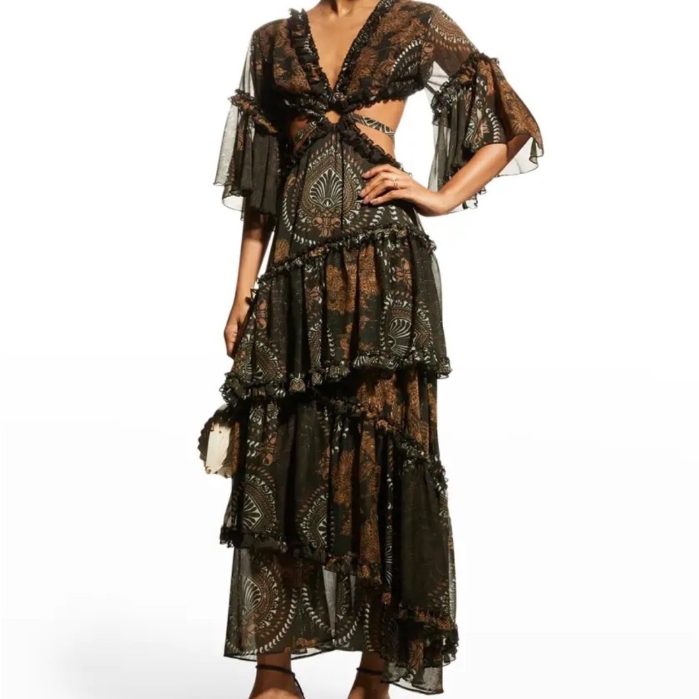 lace the label forest green ruffle tiered dress